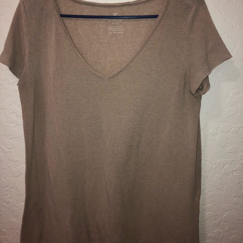 Tan v neck top
